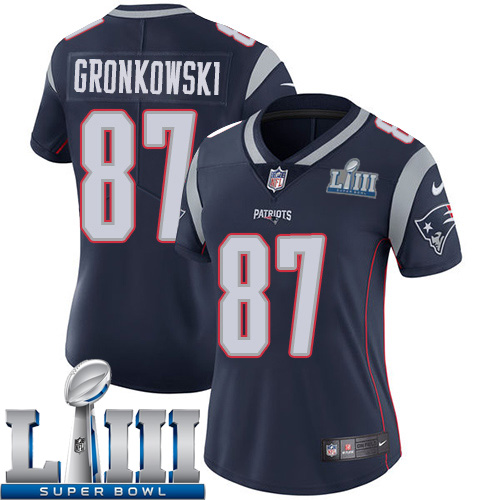 Women New England Patriots #87 Gronkowski blue Nike Vapor Untouchable Limited 2019 Super Bowl LIII NFL Jerseys